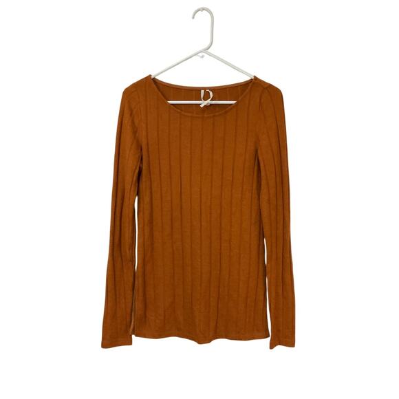 By Anthropologie Womens Ribbed Side-Slit Tunic Size Small Rust Orange Cozy Knit - Picture 2 of 7